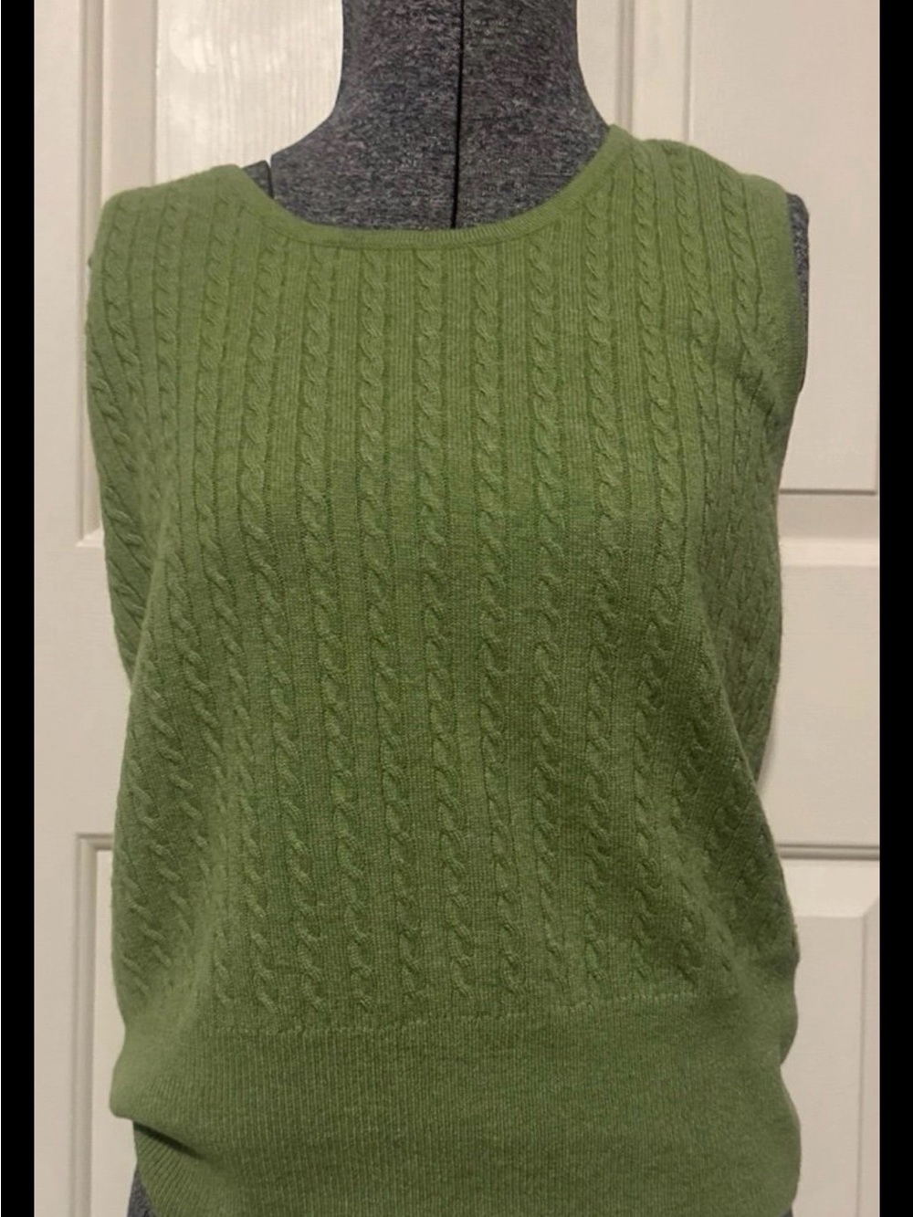 Geneva Green Cashmere Sleeveless Sweater Vest